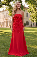 Load image into Gallery viewer, Sage Green Floral A Line Strapless Maxi Formal Dress