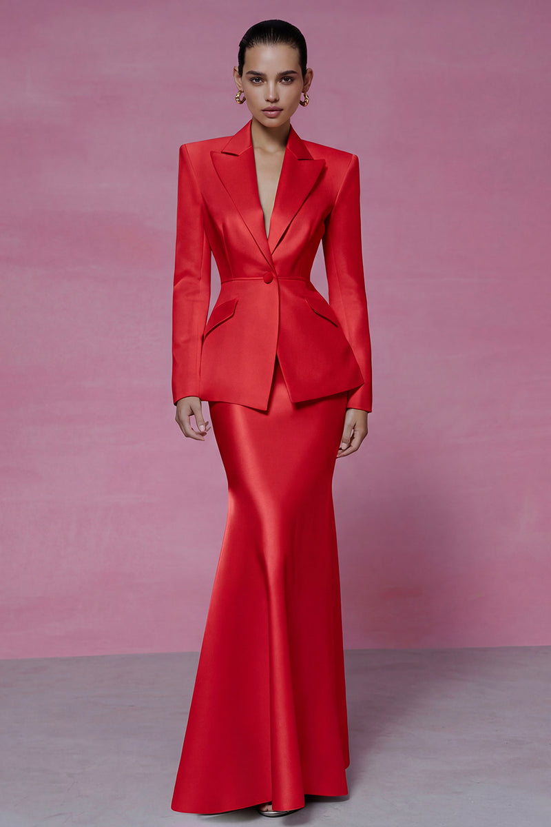 Load image into Gallery viewer, 2 Piece Ivory Peak Lapel Mermaid Long Business Suits