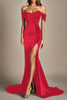 Load image into Gallery viewer, Black Off the Shoulder Mermaid Long Formal Dress with Slit
