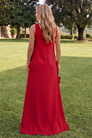 Load image into Gallery viewer, Floral Dark Green A Line High Neck Long Formal Dress