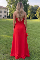 Load image into Gallery viewer, Sage Green Floral A Line Strapless Maxi Formal Dress