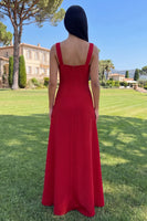 Load image into Gallery viewer, Navy Floral A Line Square Neck Maxi Formal Dress