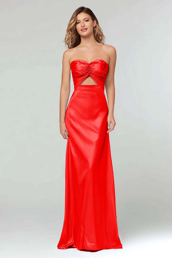 Black Sweetheart Satin Sheath Long Formal Dress