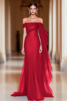 Load image into Gallery viewer, Cabernet Off the Shoulder Sheath Long Formal Dress