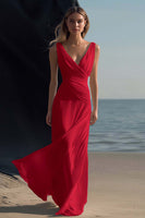 Load image into Gallery viewer, White Sheath V-Neck Chiffon Engagement Dress