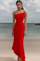 Load image into Gallery viewer, White Chiffon Sheath One Shoulder Engagement Dress