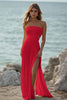 Load image into Gallery viewer, White Chiffon Sheath Strapless Engagement Dress with Slit