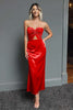 Load image into Gallery viewer, Dark Green Sheath Satin Sweetheart Long Formal Dress