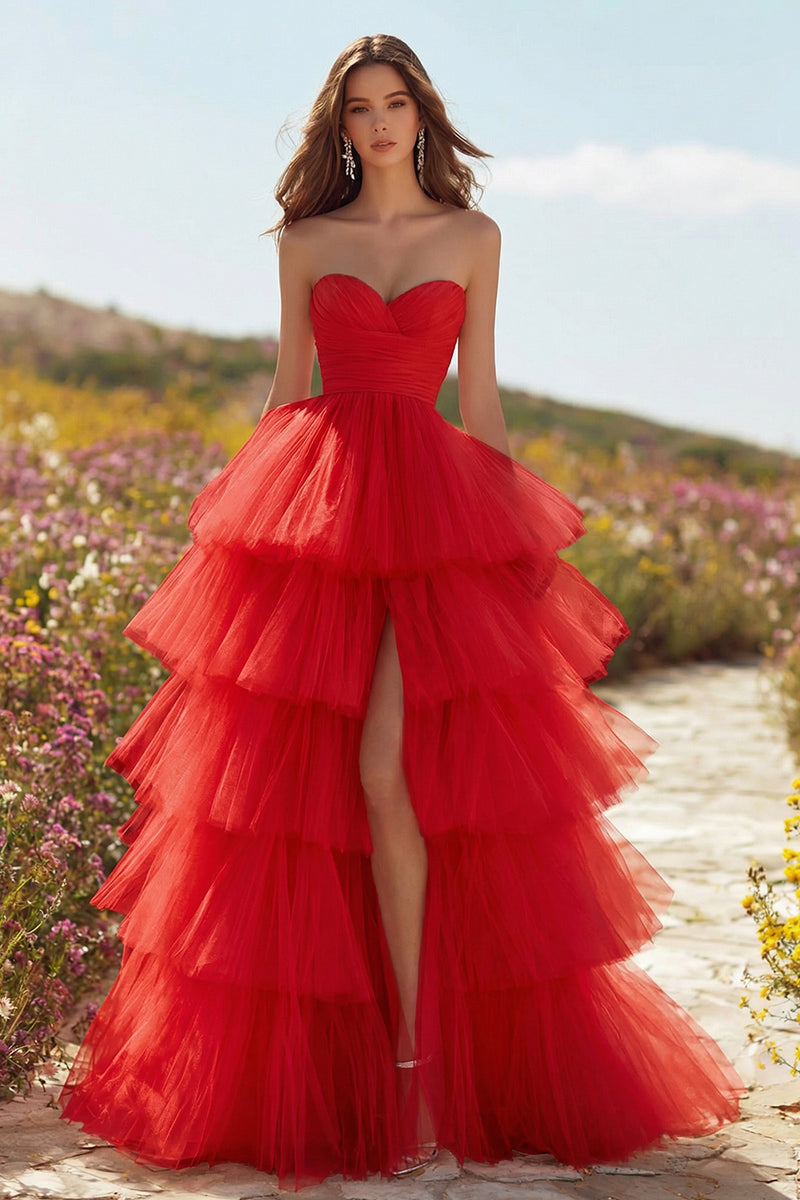 Load image into Gallery viewer, Princess Pink Tulle Sweetheart Long Prom Dress with Ruffles