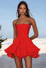 Load image into Gallery viewer, Yellow Chiffon Ruched Mini Party Dress with Ruffles