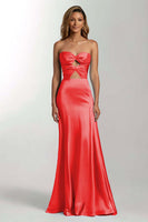 Load image into Gallery viewer, Dark Green Mermaid Satin Sweetheart Long Formal Dress