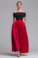 Load image into Gallery viewer, Fuchsia and Red Long Off the Shoulder A Line Patchwork Formal Dress