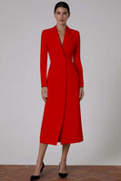 Load image into Gallery viewer, Ivory Peak Lapel Double Breasted Midi Blazer Dress