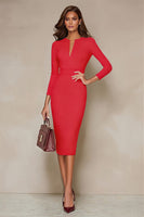 Load image into Gallery viewer, Pencil Ivory V Neck Midi Work Dress with Slit