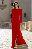 Load image into Gallery viewer, Ivory Bateau Neck Sheath Maxi Bridal Dress with Slit