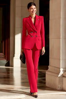 Load image into Gallery viewer, 2 Piece Burgundy Peak Lapel Double Breasted Prom Suits