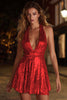Load image into Gallery viewer, Sparkly Gold Sequin Halter A-Line Short Cocktail Dress