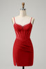 Load image into Gallery viewer, Glitter Fuchsia Beaded Corset Tight Short Prom Dress