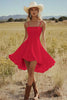 Load image into Gallery viewer, Ivory Satin A Line Mini Boho Western Wedding Dress