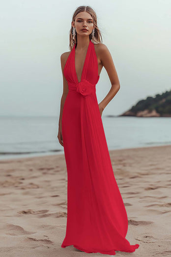 White Chiffon A Line V-Neck Engagement Dress