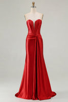 Load image into Gallery viewer, Dark Green Strapless Mermaid Long Corset Prom Dress