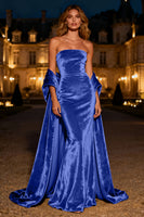 Load image into Gallery viewer, Silver Velvet Mermaid Long Holiday Party Dress with Cape