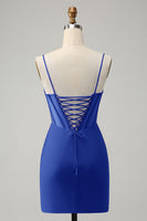 Load image into Gallery viewer, Glitter Fuchsia Beaded Corset Tight Short Prom Dress