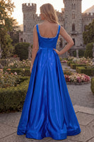 Load image into Gallery viewer, Burgundy Simple A Line Square Neck Long Evening Dress with Pearls