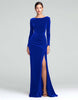 Load image into Gallery viewer, Burgundy Boat Neck Ruched Velvet Long Sleeves Holiday Party Dress
