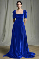 Load image into Gallery viewer, Olive A Line Velvet Square Neck Long Holiday Party Dress with Sleeves