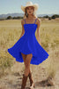 Load image into Gallery viewer, Ivory Satin A Line Mini Boho Western Wedding Dress