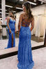 Load image into Gallery viewer, Sparkly Red Open Back Sequins Long Prom Dress with Slit