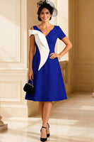 Load image into Gallery viewer, Black and White A Line V Neck Midi Mother of the Bride Dress