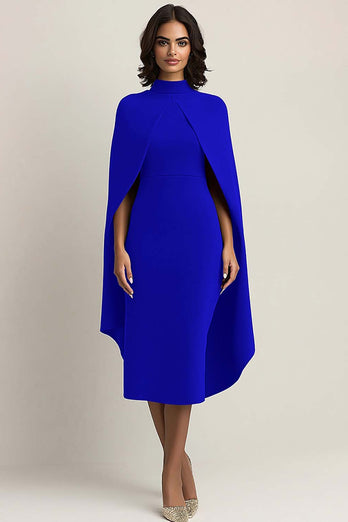 Black Sheath High Neck Long Formal Dress with Shawl