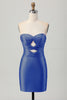 Load image into Gallery viewer, Sparkly Red Sweetheart Beaded Tight Short Prom Dress with Keyholes