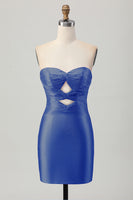 Load image into Gallery viewer, Sparkly Red Sweetheart Beaded Tight Short Prom Dress with Keyholes