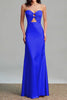 Load image into Gallery viewer, Pink Satin Sheath Sweetheart Cut Out Maxi Formal Dress