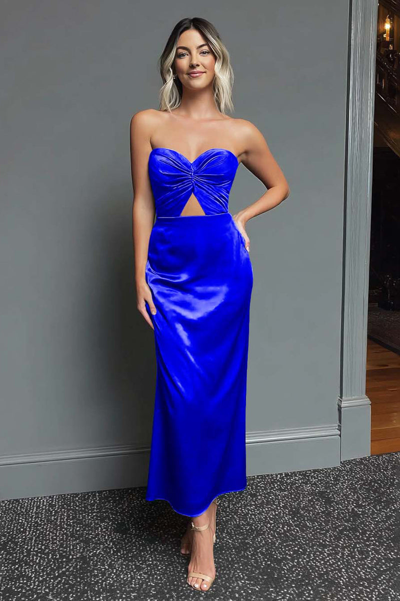 Load image into Gallery viewer, Dark Green Sheath Satin Sweetheart Long Formal Dress