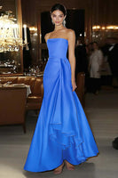 Load image into Gallery viewer, Elegant Pink Strapless Mermaid Ruffled Long Satin Gala Dress