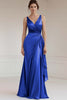 Load image into Gallery viewer, Peacock Sheath Satin Sleeveless Maxi Formal Dress