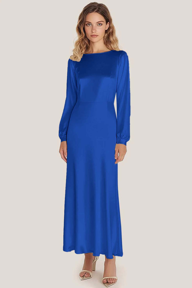 Load image into Gallery viewer, Ivory Scoop Tea-Length Formal Dress with Long Sleeves