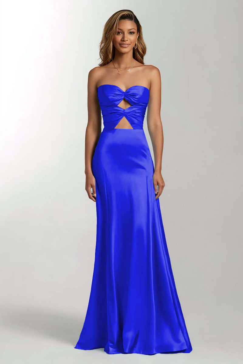 Load image into Gallery viewer, Sky Blue Sweetheart Mermaid Satin Long Formal Dress