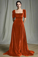 Load image into Gallery viewer, Olive A Line Velvet Square Neck Long Holiday Party Dress with Sleeves
