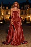 Load image into Gallery viewer, Silver Velvet Mermaid Long Holiday Party Dress with Cape