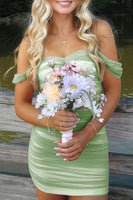 Load image into Gallery viewer, Red Bodycon Off the Shoulder Ruched Short Prom Dress