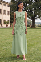 Load image into Gallery viewer, Hot Pink A Line Floral Round Neck Maxi Formal Dress