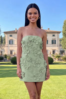 Load image into Gallery viewer, Red Strapless Short Floral Birthday Party Dress
