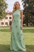 Load image into Gallery viewer, Floral Red Boat Neck A Line Maxi Formal Dress