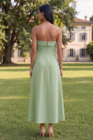 Load image into Gallery viewer, Blue A Line Floral Strapless Maxi Formal Dress