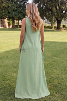Load image into Gallery viewer, Floral Dark Green A Line High Neck Long Formal Dress